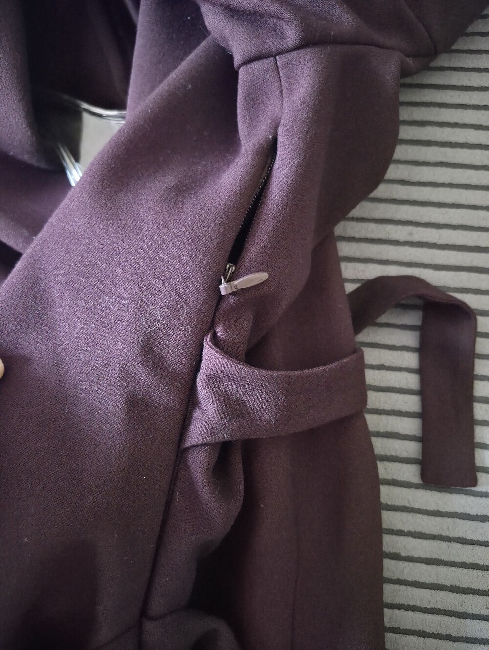 Babyboo Plum Purple Draped Blazer Mini Dress Hook Eye Tailored Long Sleeve Small - Picture 8 of 9